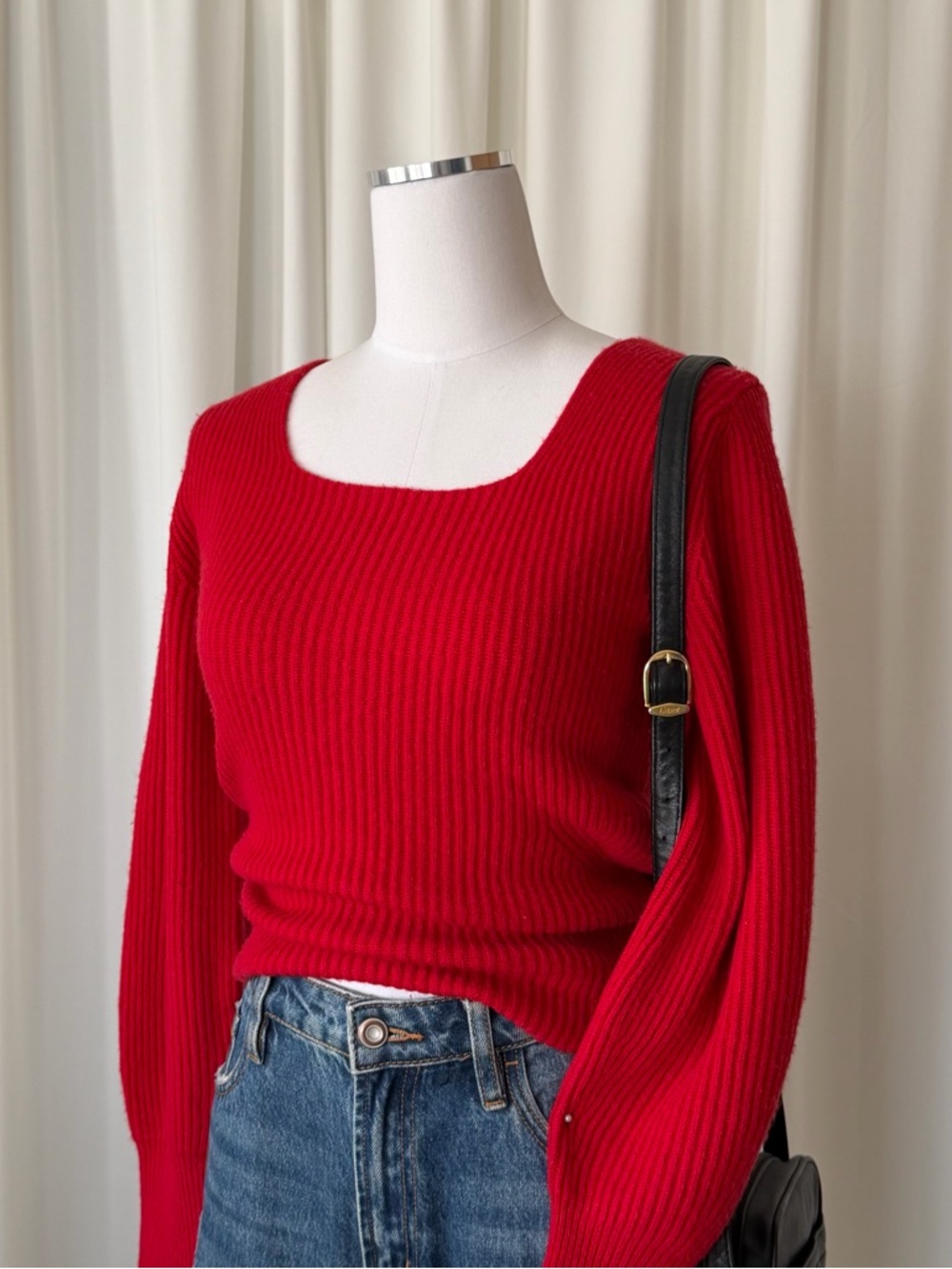 Madewell Soft Wool Square-Neck Pullover Sweater Black size small. - Picture 2 of 14